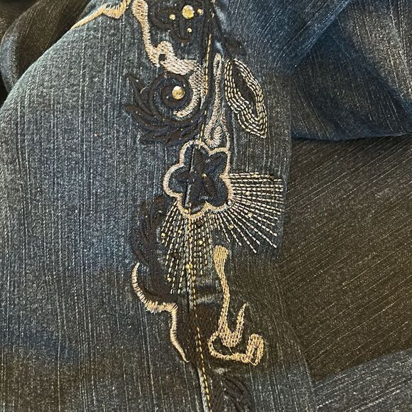 COS jeans with embroidered floral design down left leg. Size 12 - Picture 13 of 13